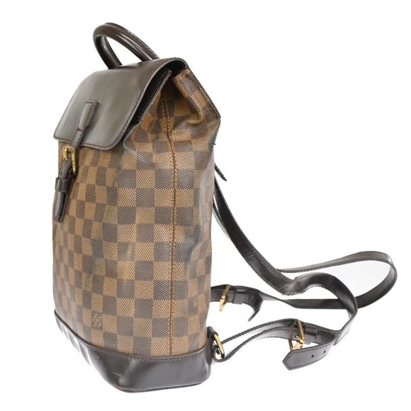 LOUIS VUITTON Logo Soho Backpack Bag Damier Ebene Leather Brown - Picture 13 of 16